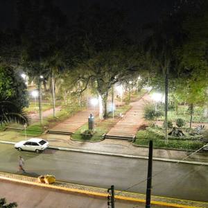 Teste da nova iluminação da Praça Central Foto: Márcio Marques